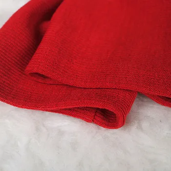 Ženy Červená Pletené Šaty 2020 Jeseň Zima Dlhé Rukávy Pevné Bodycon Sexy Dátum Noci O-Krku Žena High-Štíhly pás Šaty