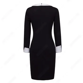 Ženy Čierna Biela Patchwork Elegantný Štýlový Formálne Business Slim Bodycon Ceruzka Šaty E840
