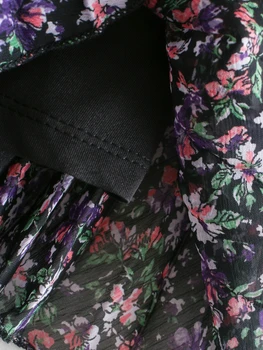 Ženy Šaty Na Jeseň 2020 Nové Módne Vintage Kvetinový Šifón Šaty Lístkového Rukáv Nad Kolená Tvaru Feminino Vestidos