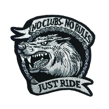 Žiadny klub žiadne pravidlá škvrny lone wolf len tak jazdiť biker motocykel nášivka punk veľkosť hrudníka vyšívané opráv oblečenie bunda