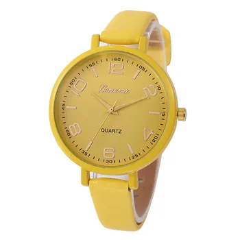 Žltá Bežné quartz hodinky Faux Kožené Módne & Bežné dropshipping ženy sledovať feminino Dámy ženy hodinky montre femme 08