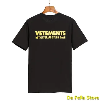 Žlté Logo Vetements T-shirt 2020 Muži Ženy Metallverarbeitung Gmbh Logo Tlače Vetements T-shirts Kvalitné VTM Tee Topy