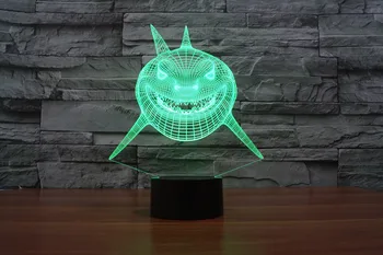 Žralok Model 3D LED Svetlo Hologram Ilúzie 7 Zmena Farby Dekor Lampa Najlepšie Nočné Svetlo Darček pre Domáce Deco 3159