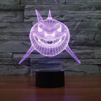 Žralok Model 3D LED Svetlo Hologram Ilúzie 7 Zmena Farby Dekor Lampa Najlepšie Nočné Svetlo Darček pre Domáce Deco 3159