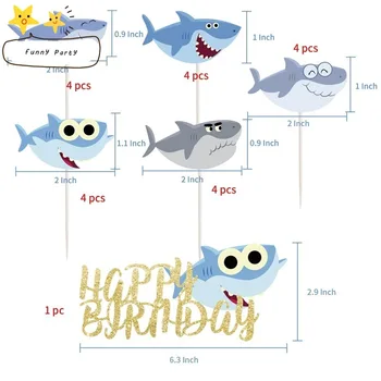 Žralok Tému Birthday Banner Tortu Vňaťou Modré Balóny Latexové Balóny detskej Narodeninovej Party Dekorácie, Detské Sprcha Strana Dodávky