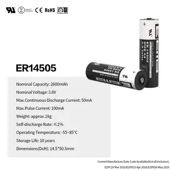 батарейка аа EEMB ER14505 3.6 V, 2600mAh 100KS Li-SOCl2 Lítiové Batérie, nenabíjateľné Výrobca Doprava Zadarmo