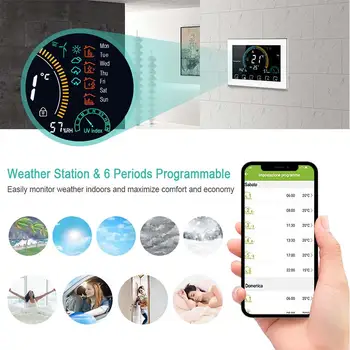 ℃/ ℉ Prepínateľné Wi-Fi Smart Programovateľný Hlasové APLIKÁCIE Ovládanie Podsvietenia LCD Vody/ Plynu Kotol Vykurovacia Thermoregulator