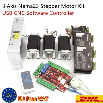 【EÚ Dodanie] vyzýva 3 Os USB CNC Software kit Nema 23 Stepper Motor(Dual Hriadeľa) 425oz-v 112mm 3A & Ovládač 40VDC 4A 128 Microstep